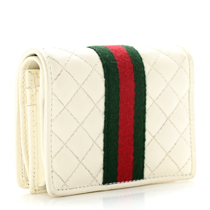 Gucci Calfskin Web Trapuntata GG Card Case Wallet Off White 3 of 8