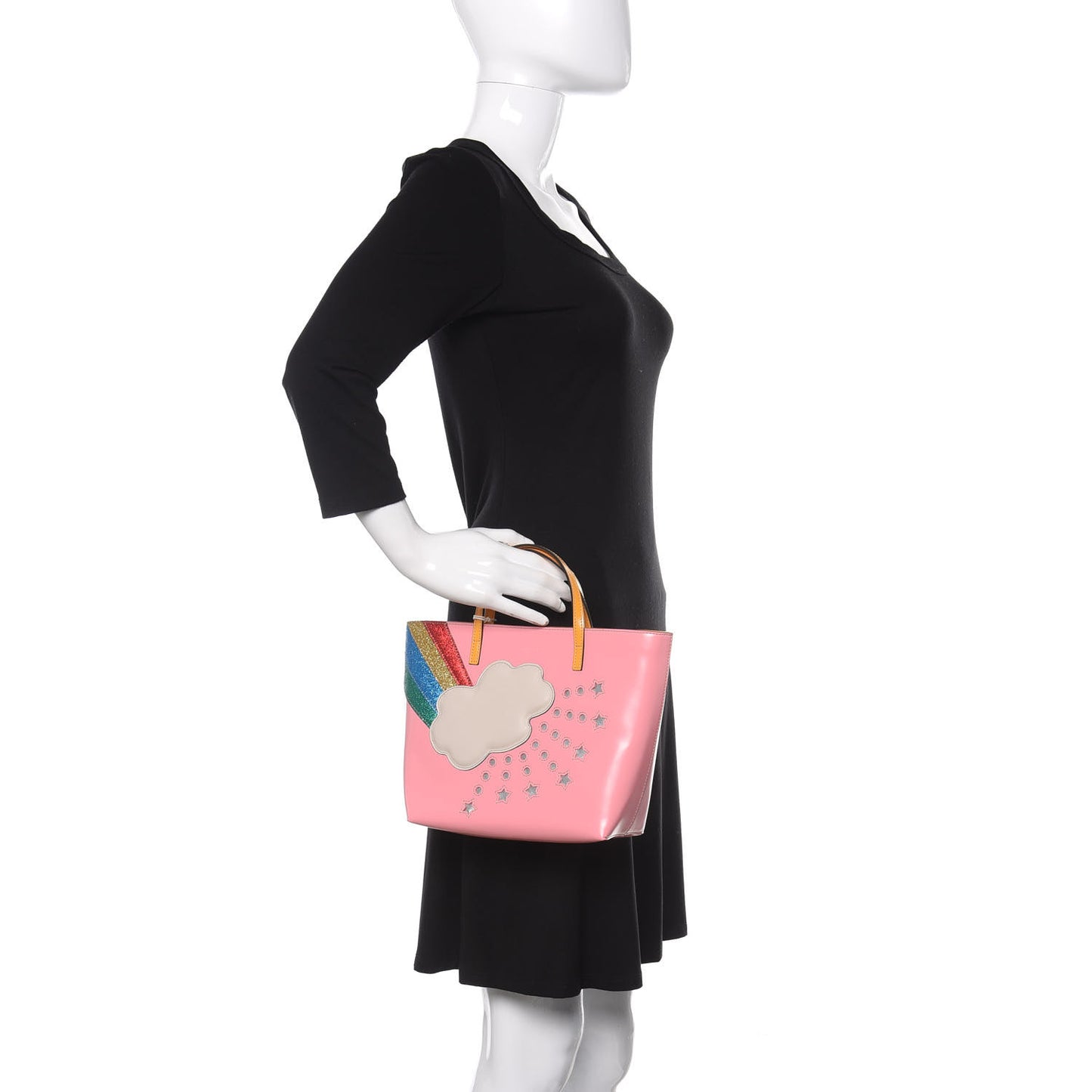 Calfskin Childrens Rainbow Tote Lotus Pink Crop Multicolor