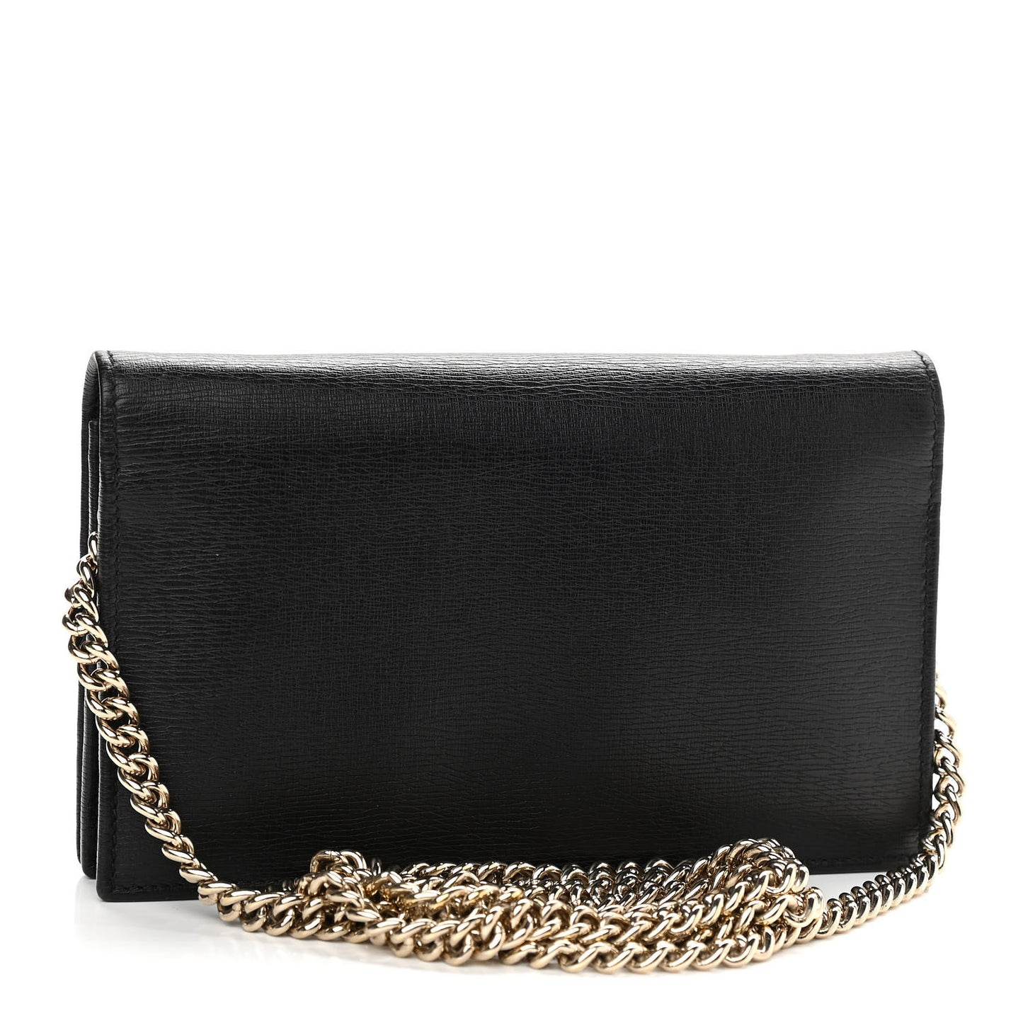 Textured Calfskin Medium Betty Chain Wallet Black