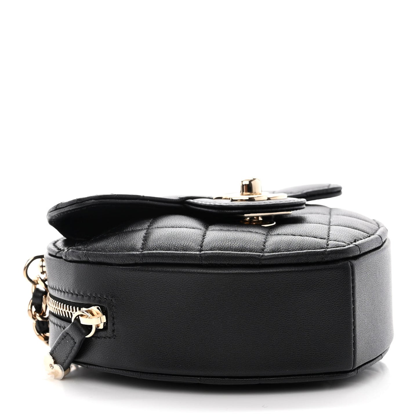 Lambskin Quilted CC In Love Heart Clutch With Chain Black