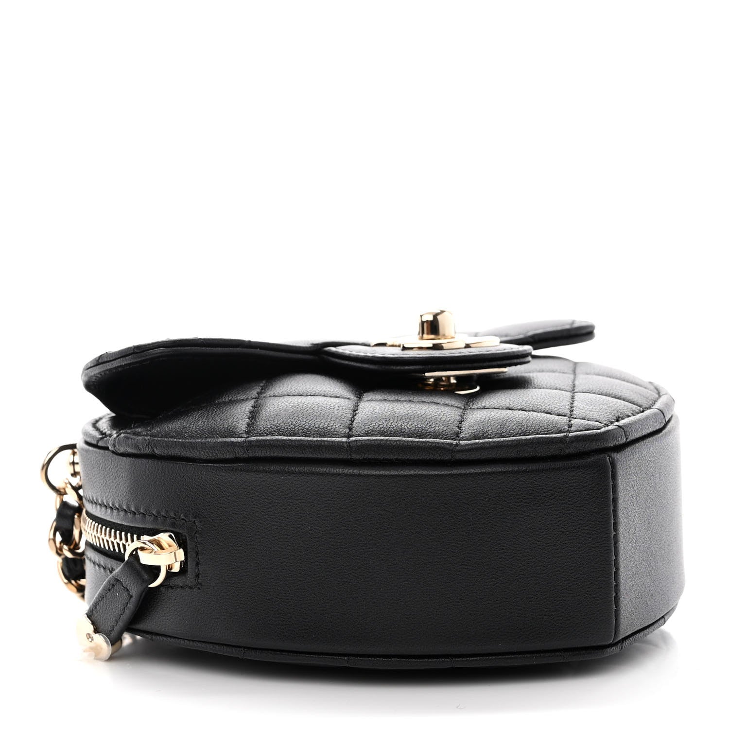 Chanel Lambskin Quilted CC In Love Heart Clutch With Chain Black 4 of 11