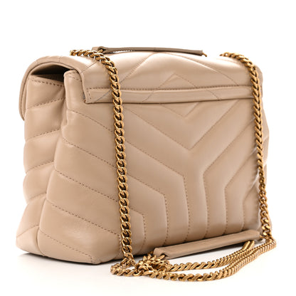 Saint Laurent Calfskin Y Quilted Monogram Small Loulou Chain Satchel Dark Beige 3 of 17