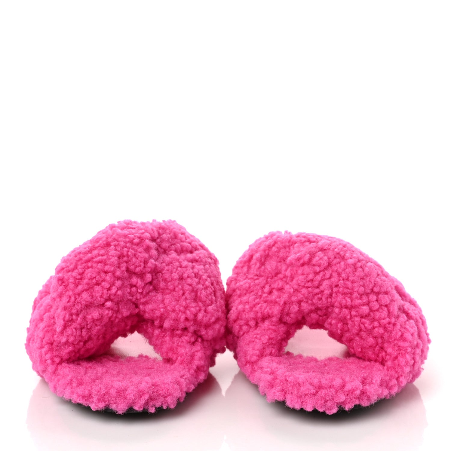 Balenciaga Faux Shearling Drapy Slide Sandals 37.5 Pink 2 of 7