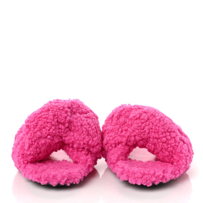 Balenciaga Faux Shearling Drapy Slide Sandals 37.5 Pink 2 of 7