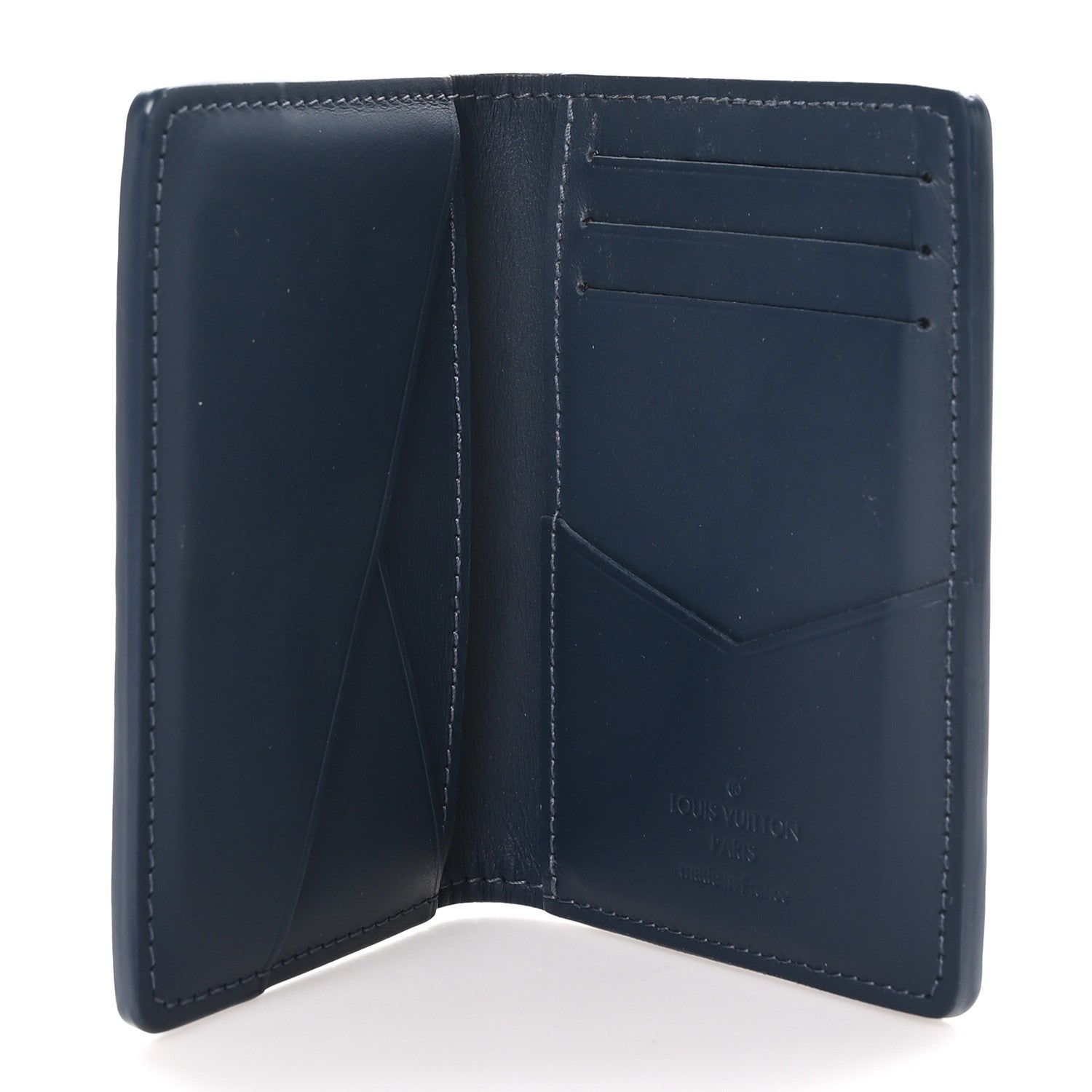 Louis Vuitton Calfskin Monogram Shadow Pocket Organizer Navy Blue White 5 of 7