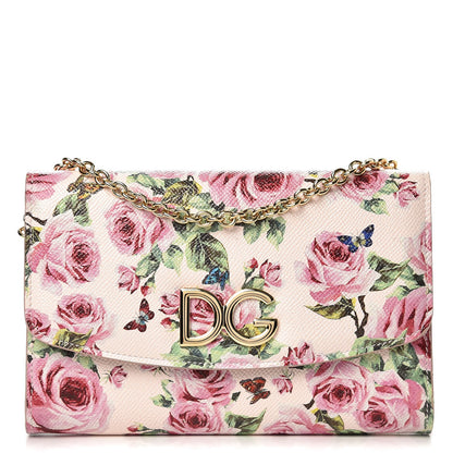 Dolce & Gabbana Dauphine Rose Print Wallet On Chain Pink 1 of 7