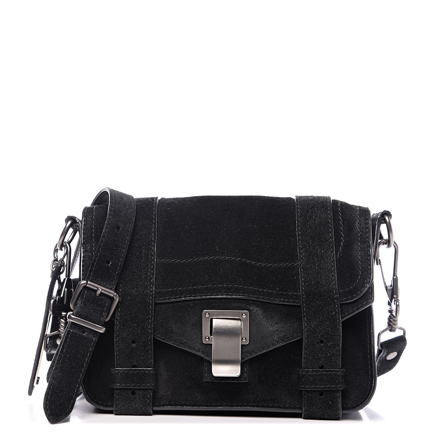 Proenza Schouler Suede PS1 Mini Pouch Messenger Bag Black 1 of 11