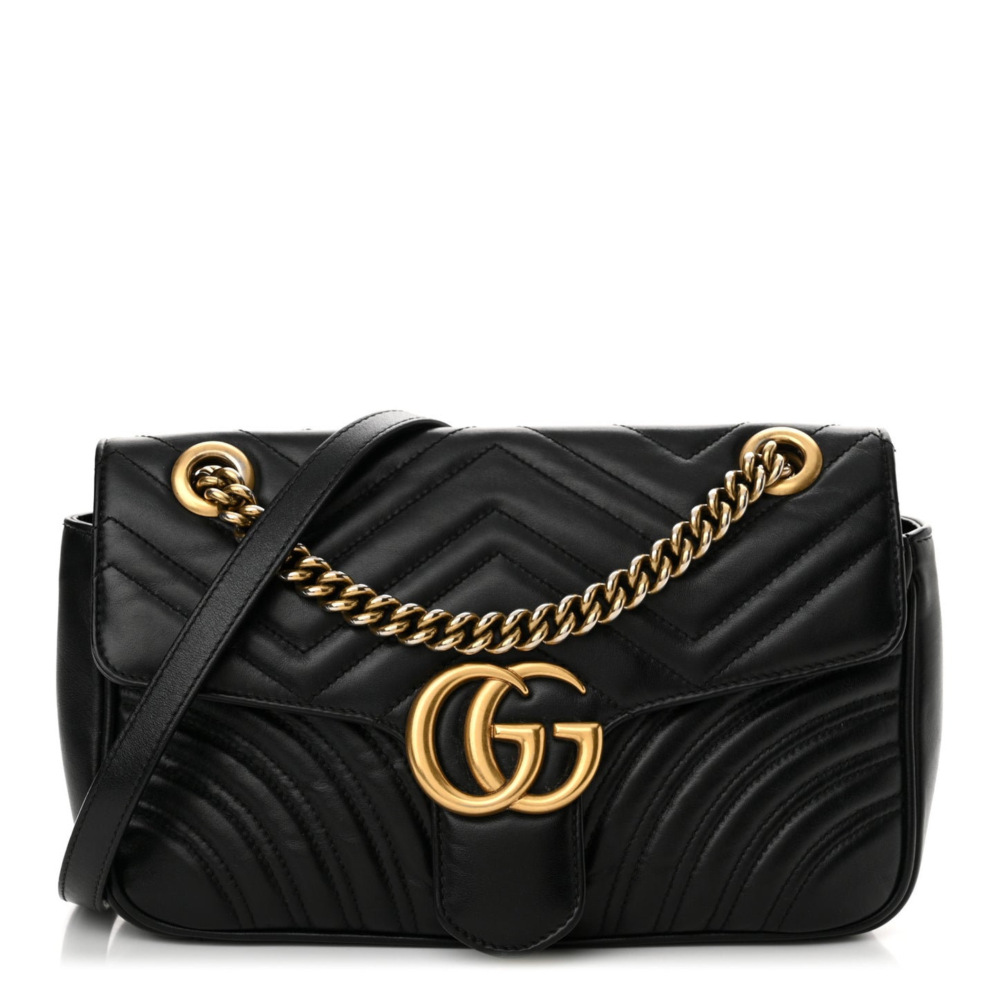 Calfskin Matelasse Small GG Marmont Shoulder Bag Black