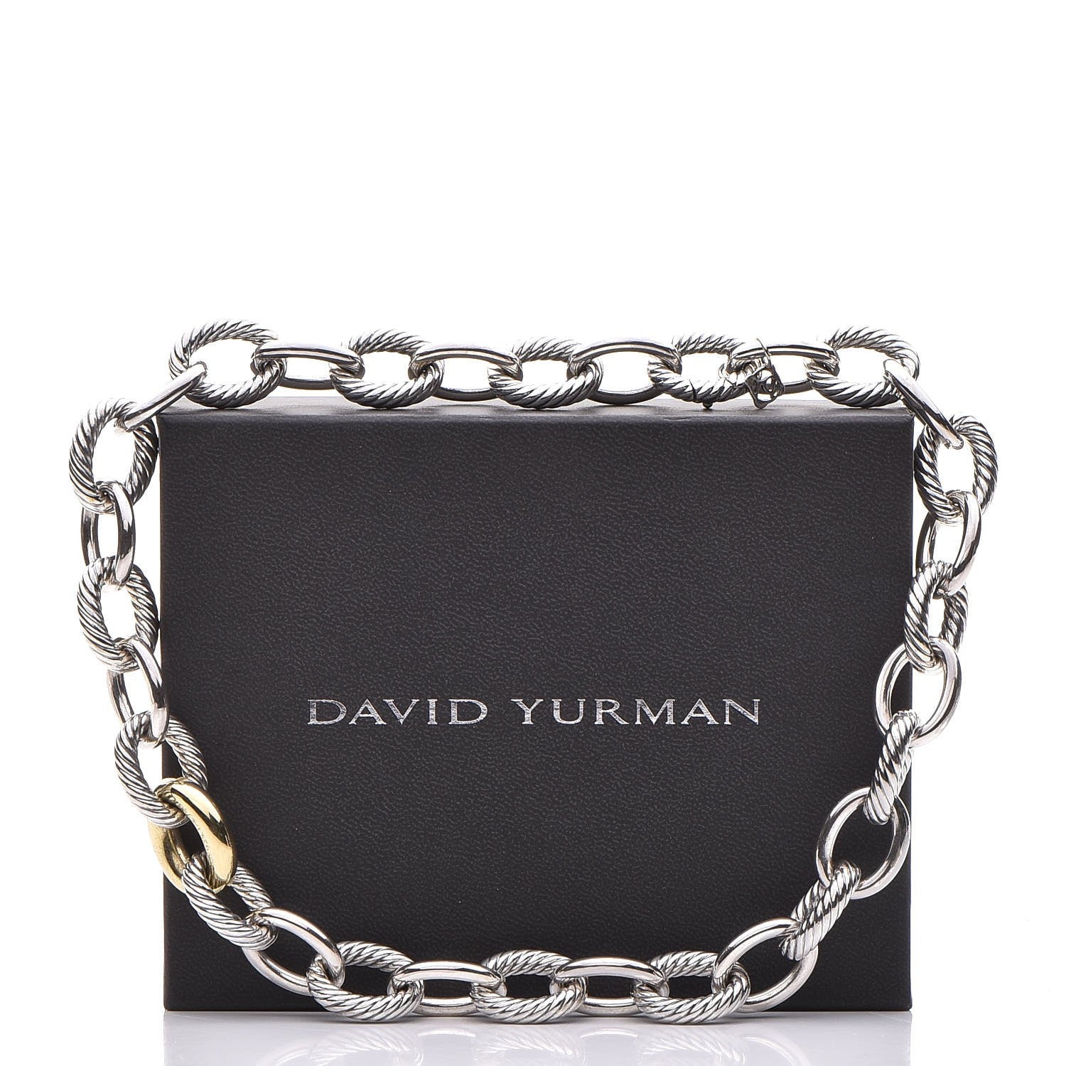 David Yurman Sterling Silver 18K Yellow Gold Large Oval Link Necklace 7 of 7