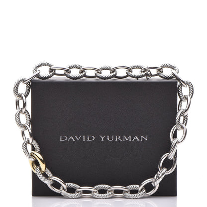 David Yurman Sterling Silver 18K Yellow Gold Large Oval Link Necklace 7 of 7