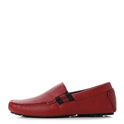 Gucci Calfskin Web Mens Driver Loafers 7 Red 1 of 10