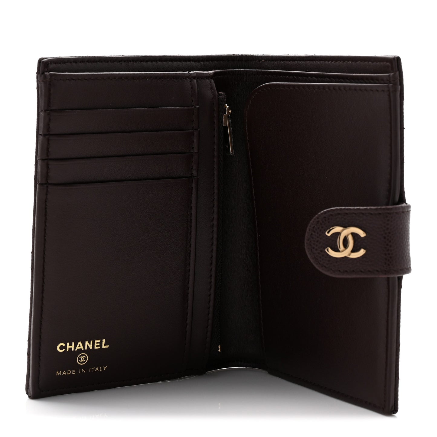 Caviar Quilted Passport Holder Dark Brown
