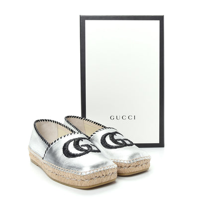 Gucci Metallic Nappa GG Marmont Espadrilles 37 Silver 11 of 11