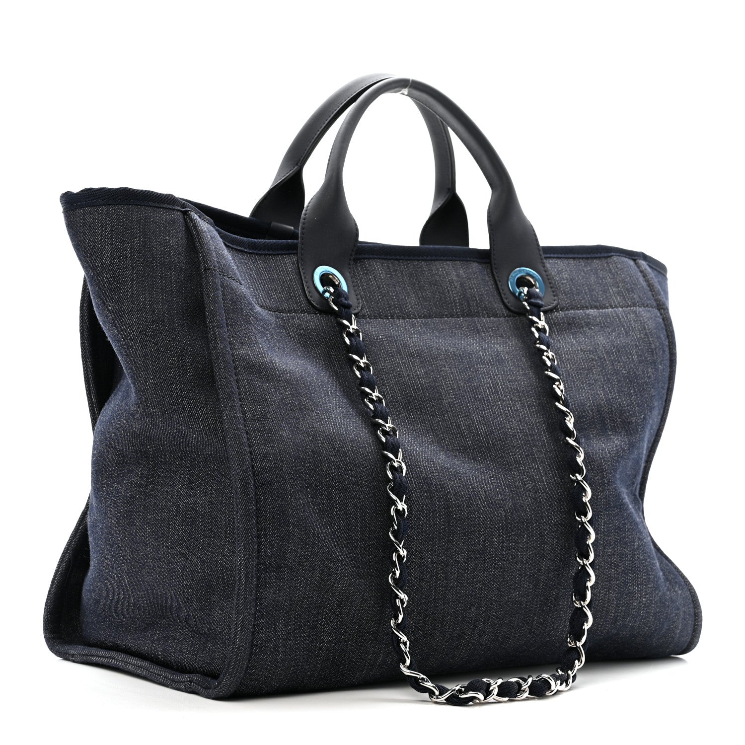 Chanel Denim Large Deauville Tote Dark Blue 3 of 13