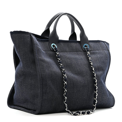 Chanel Denim Large Deauville Tote Dark Blue 3 of 13