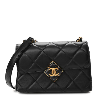 Chanel Lambskin Quilted Diamond Lock Flap Black 1 of 11