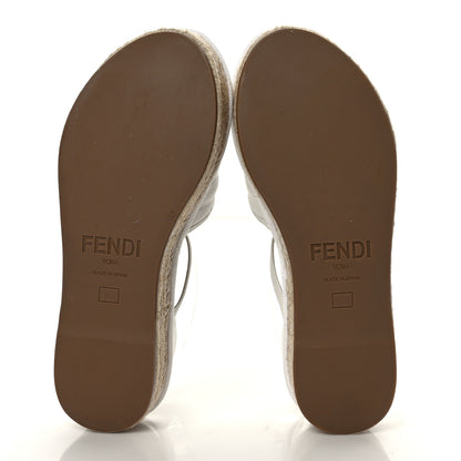 Fendi Nappa FF Embossed Espadrille Platform Sandals 36.5 Snow 5 of 8