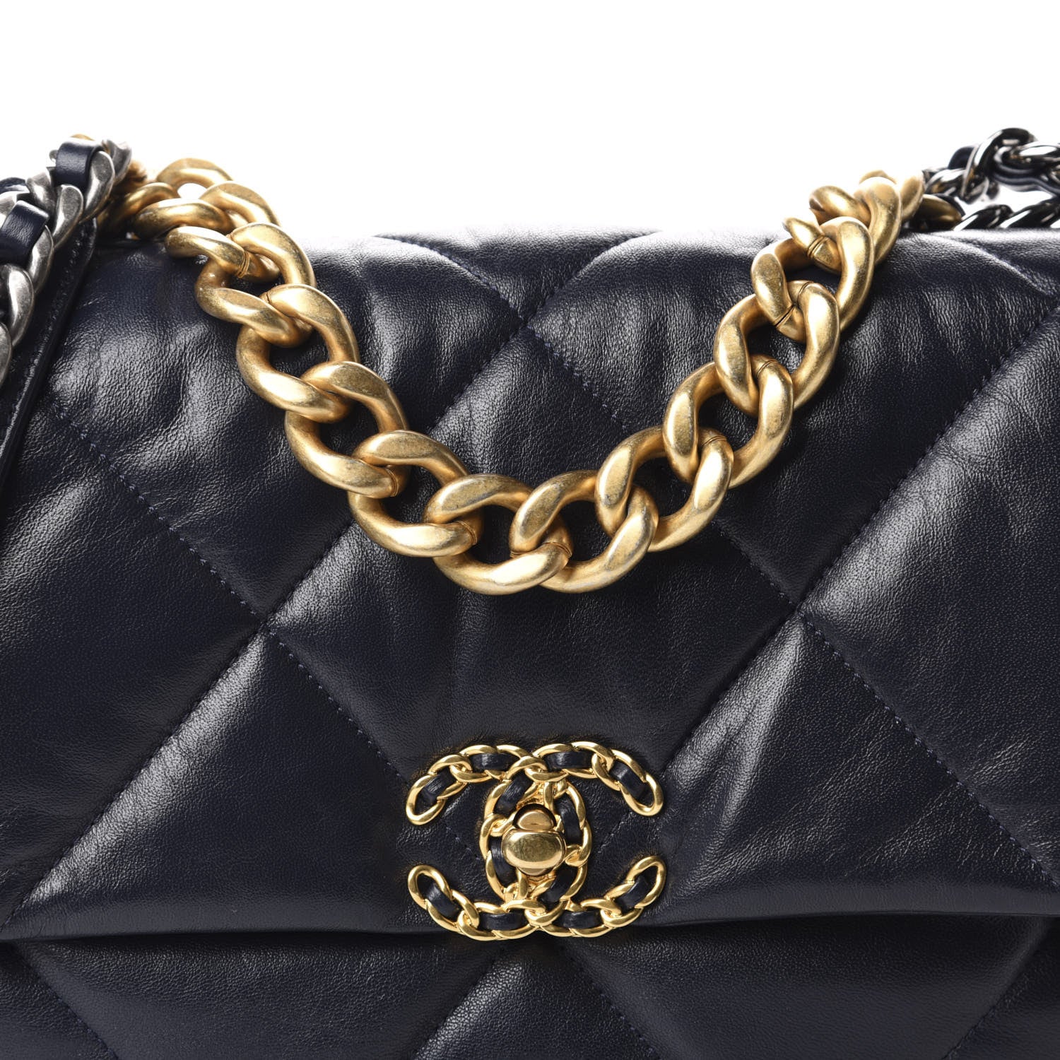 Chanel Goatskin Quilted Large 19 Flap Navy Blue 10 of 10
