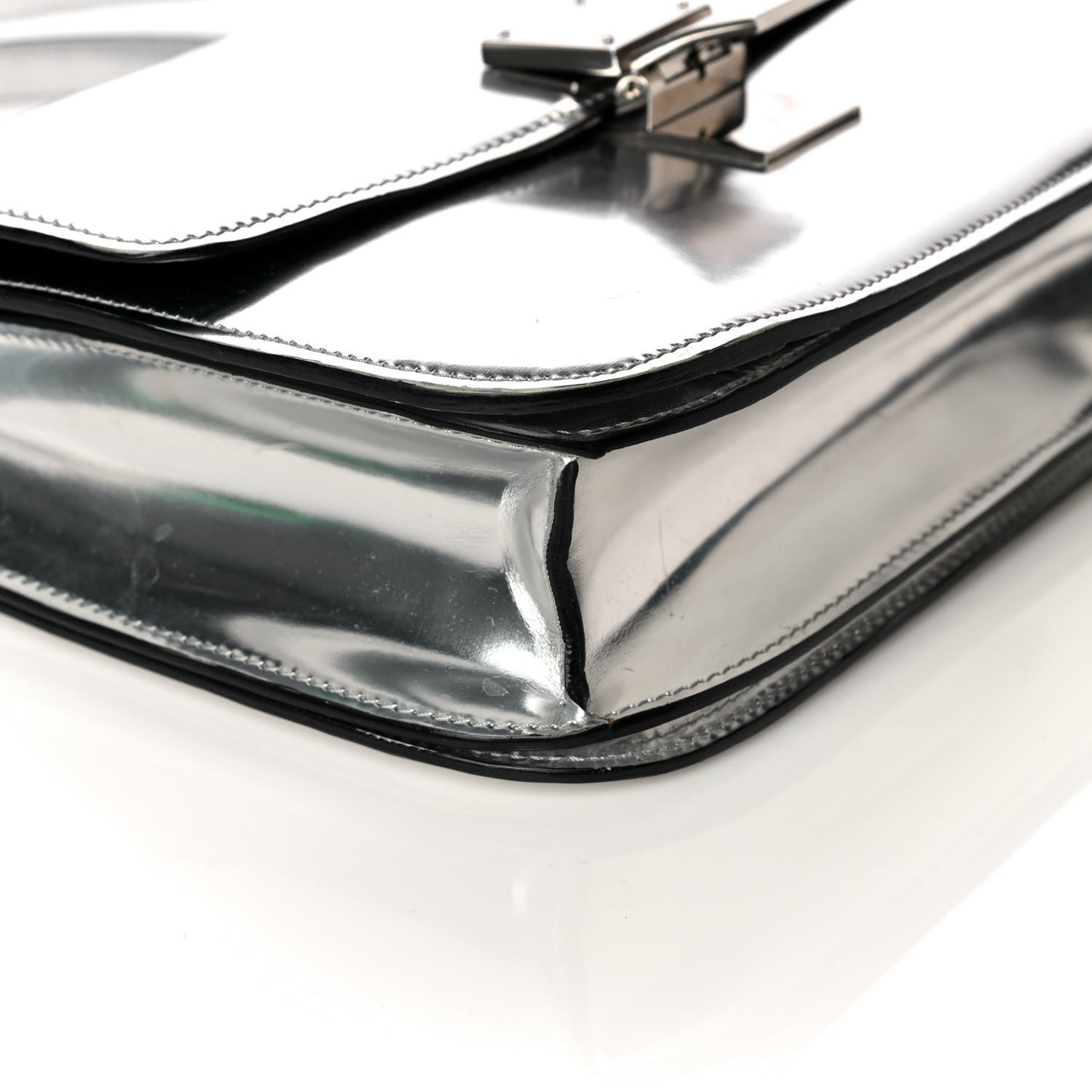 Mirror Box Calfskin Medium Classic Box Flap Bag Silver