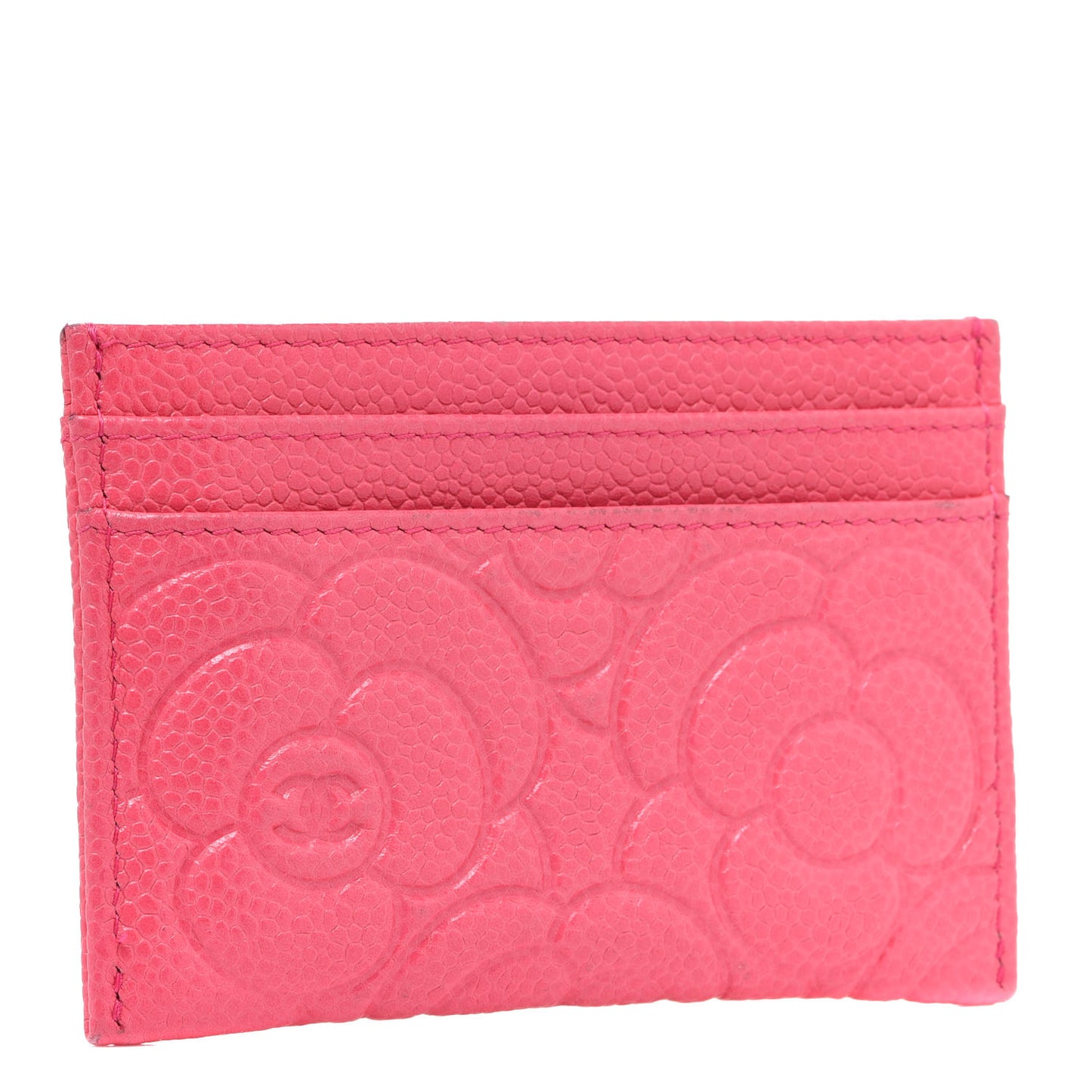 Caviar Camellia Embossed Card Holder Pink