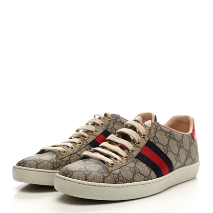 Gucci GG Supreme Monogram Womens Ace Low-Top Sneaker 37.5 Beige 3 of 8