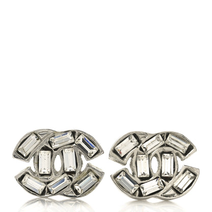 Chanel Baguette Crystal CC Earrings Silver 1 of 4