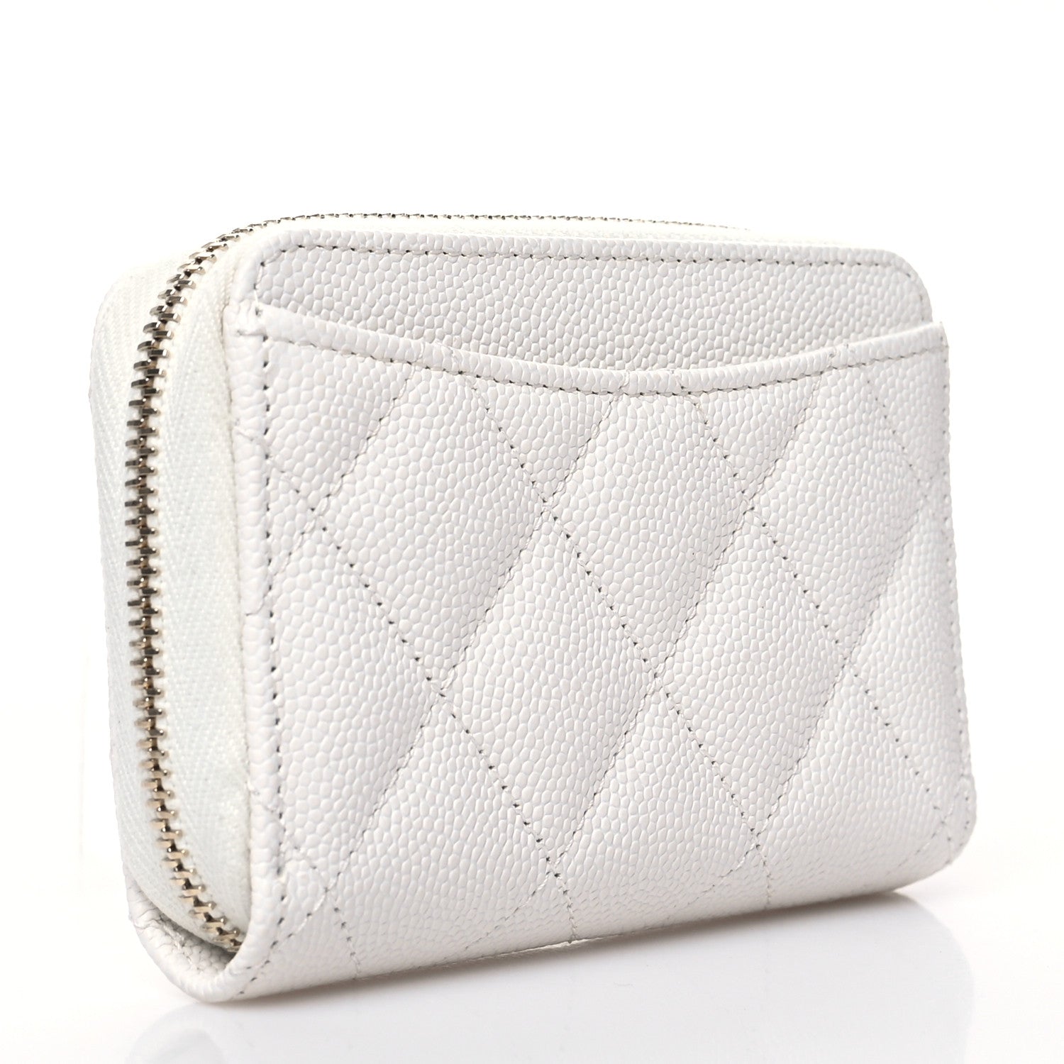Chanel Caviar Enamel Coco Casino Quilted Zip Coin Purse White 3 of 11