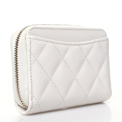 Chanel Caviar Enamel Coco Casino Quilted Zip Coin Purse White 3 of 11