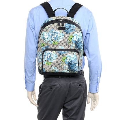 Gucci GG Supreme Monogram Blooms Medium Day Backpack Beige Blue Navy 2 of 8