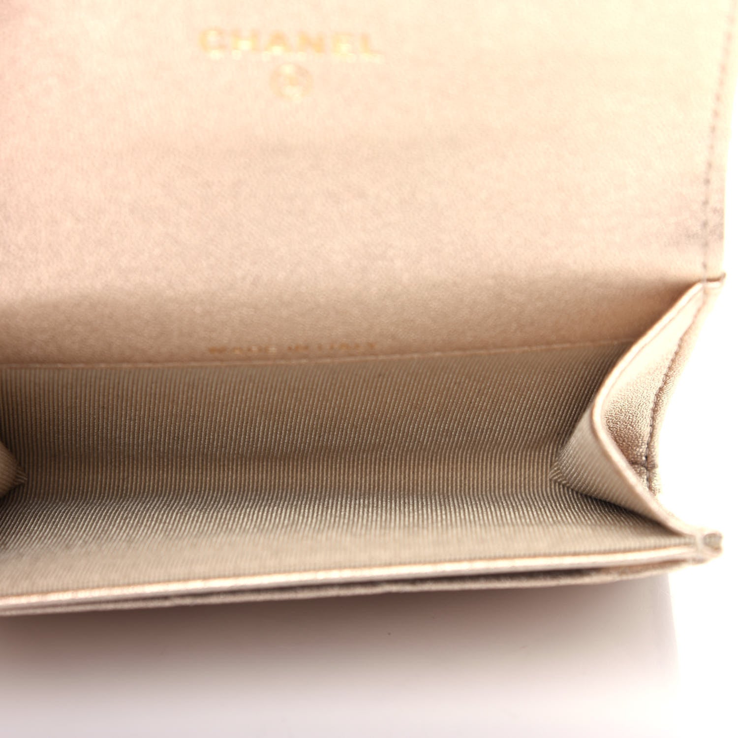 Chanel Metallic Lambskin Quilted Flap Card Holder Wallet Gold 5 of 9