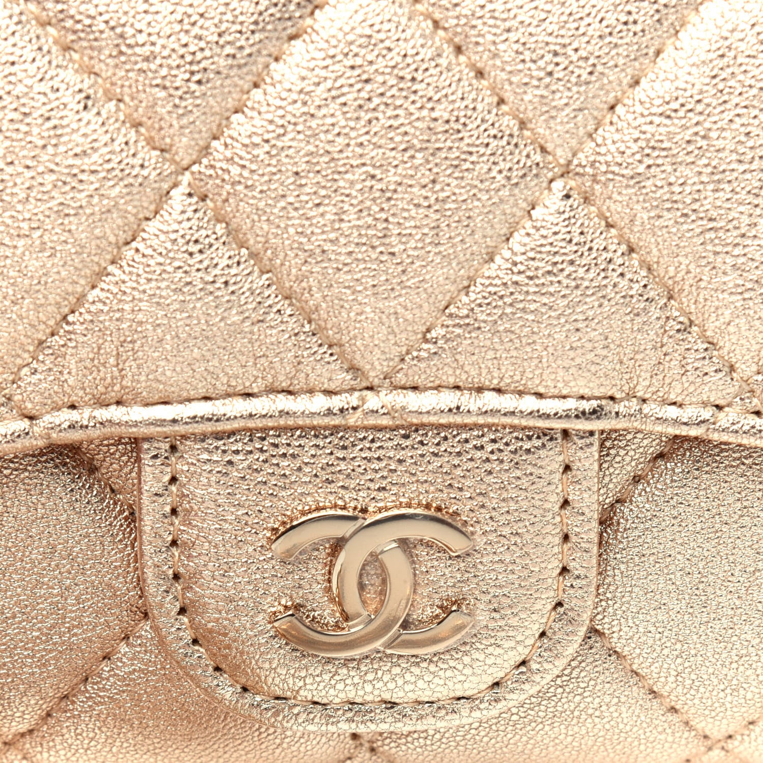 Chanel Metallic Lambskin Quilted Flap Chain Waist Bag Gold 13 of 15