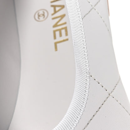 Chanel Lambskin Quilted CC Cambon Ballet Flats 38 White Black 11 of 12