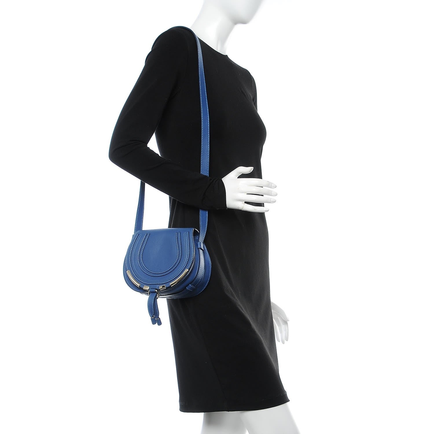 Chloe Calfskin Mini Marcie Metal Bar Trim Crossbody Bag Sea Water 2 of 8