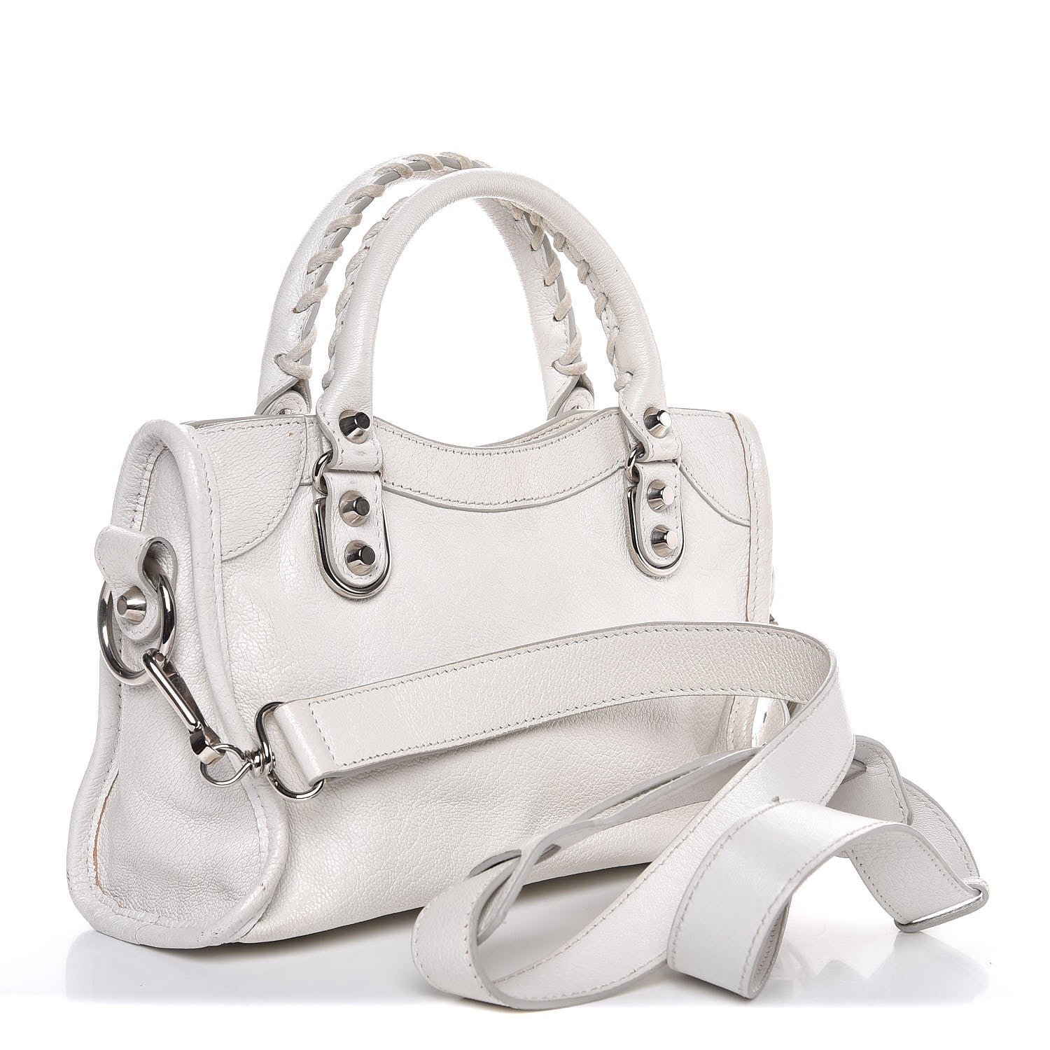 Balenciaga Chevre Silver Metallic Edge Hardware Mini City White 4 of 13