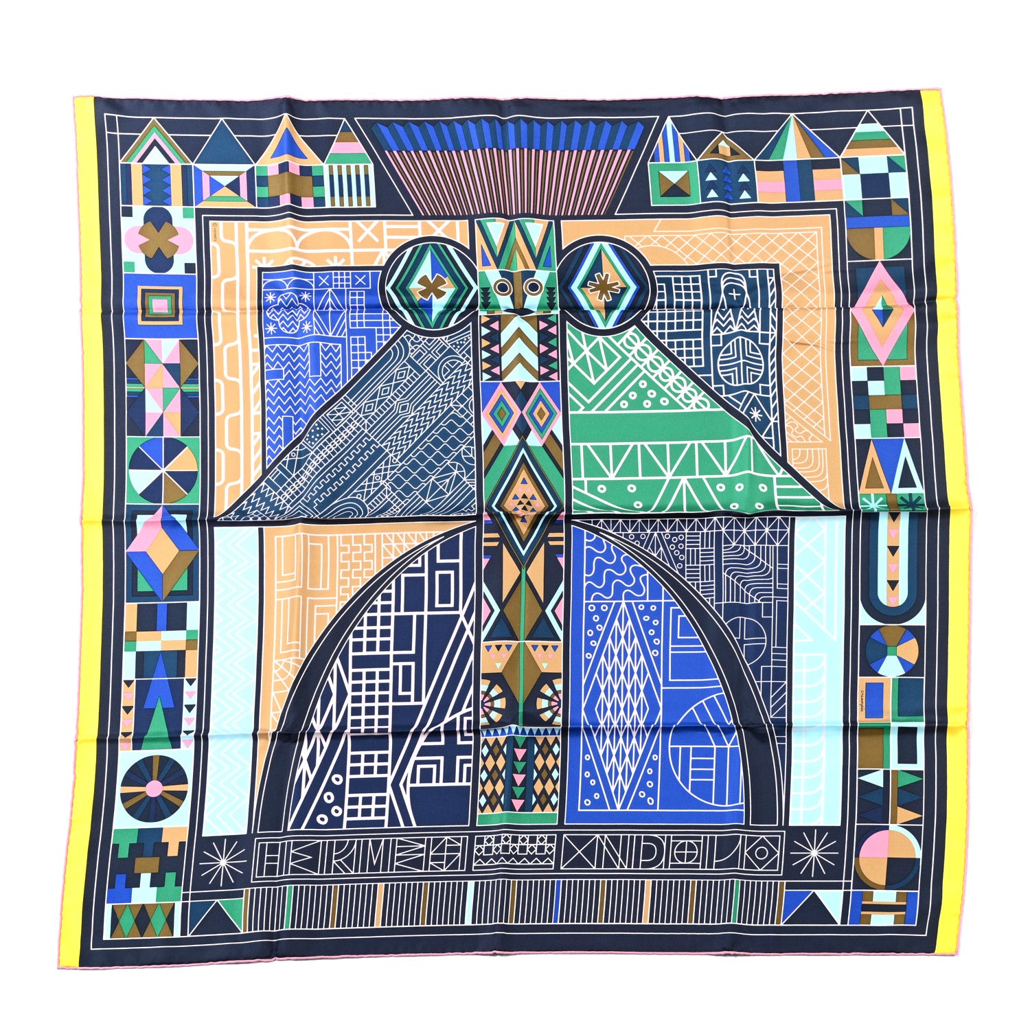 Hermes Silk NDOP Scarf 90 Marine Vert Rose 1 of 5