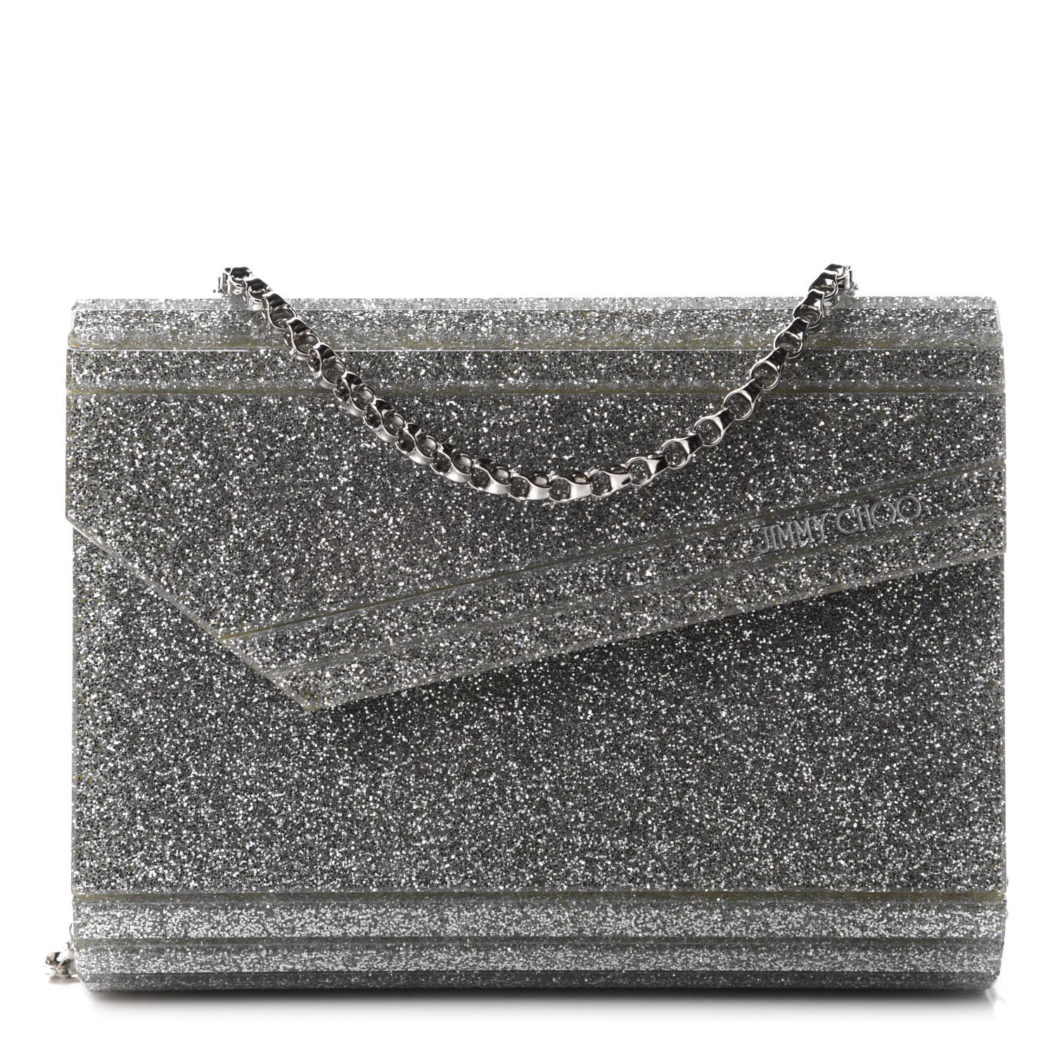 Jimmy Choo Acrylic Glitter Candy Clutch Silver 1 of 10