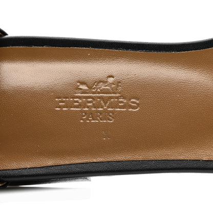 Hermes Heritage Calfskin Baia Sandals 37 Black 8 of 10
