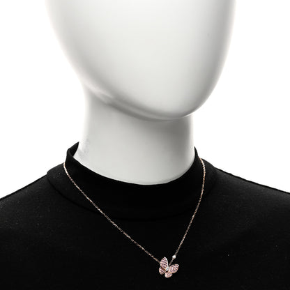 Van Cleef & Arpels 18K Rose Gold Diamond Pink Sapphire Two Butterfly Pendant Necklace 2 of 6