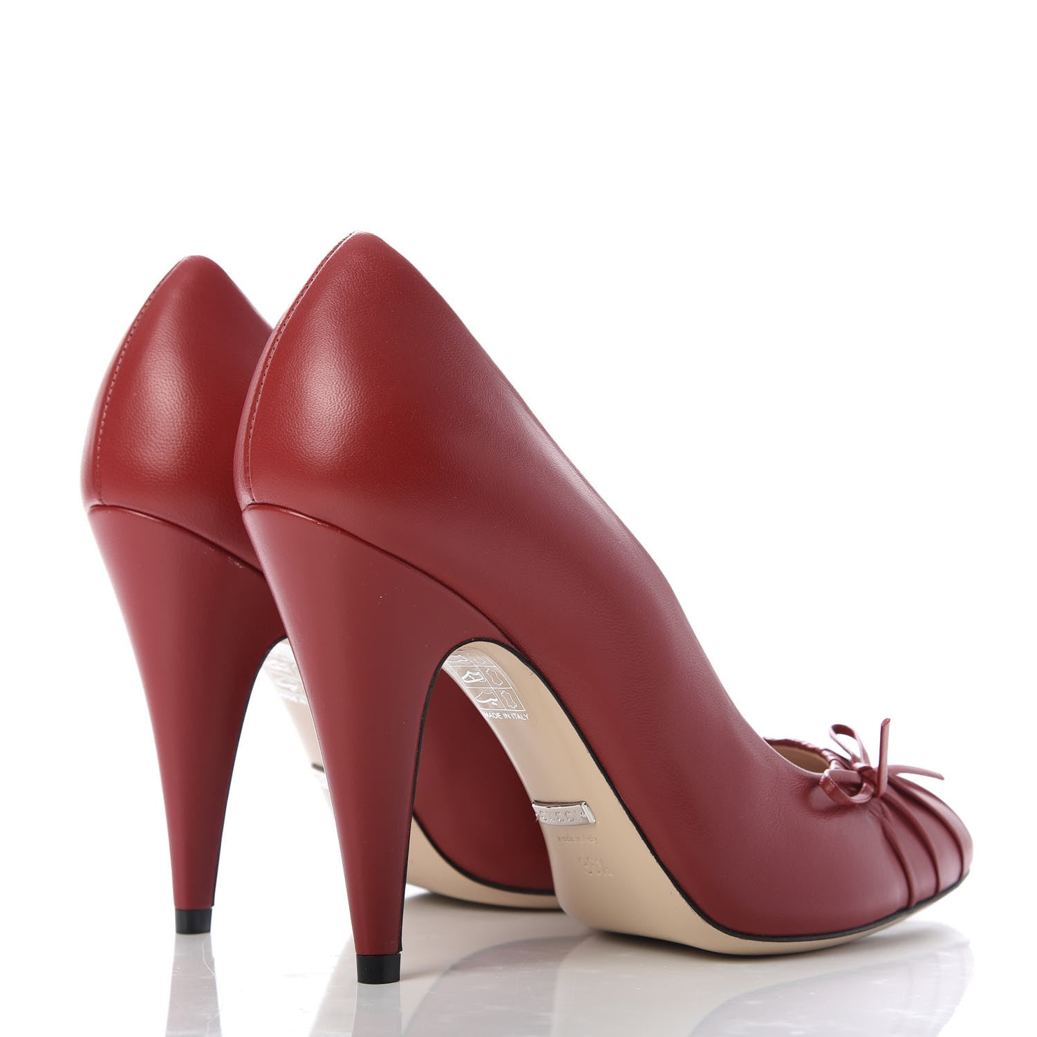 Gucci Nappa Bow High Heel Pumps 36.5 Hibiscus Red 4 of 9