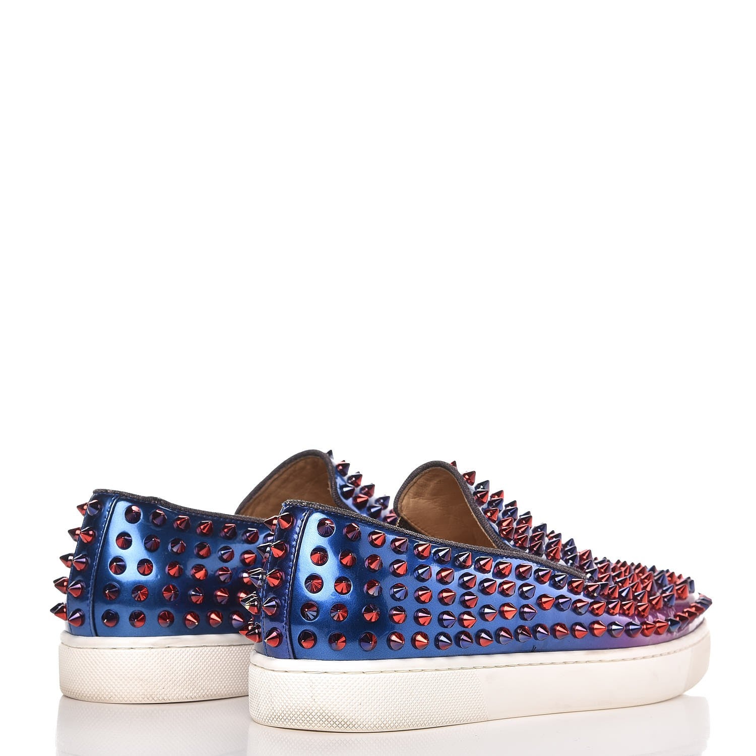 Christian Louboutin Patent Scarabe Spikes Roller Boat Flat 38 Rose Digitale 4 of 13