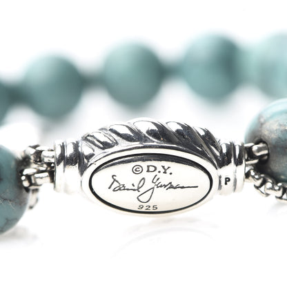 David Yurman Sterling Silver Turquoise 8mm Spiritual Beads Adjustable Bracelet 4 of 4