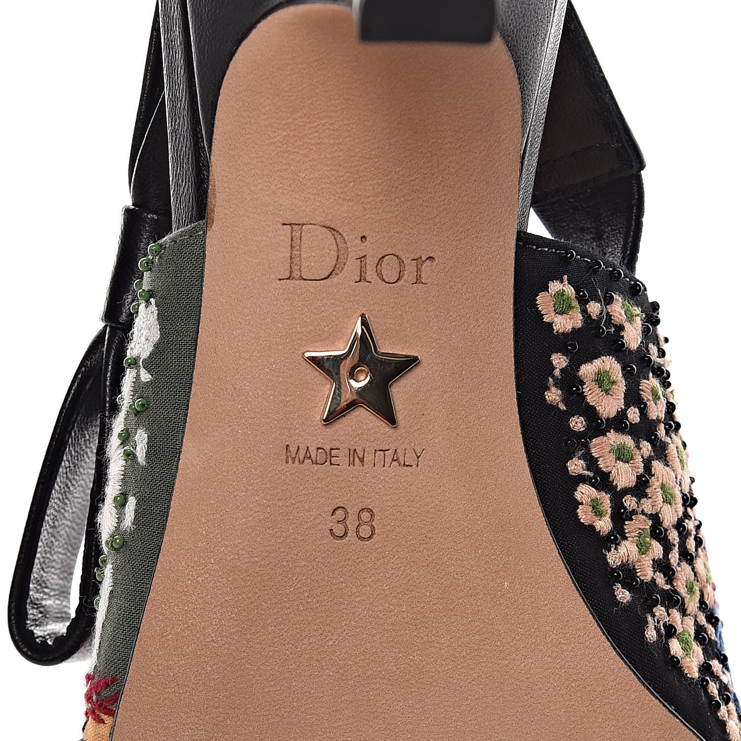 Christian Dior Embroidered Calfskin Beaded Sweet D Sling-Back Pumps 38 Multicolor 7 of 11