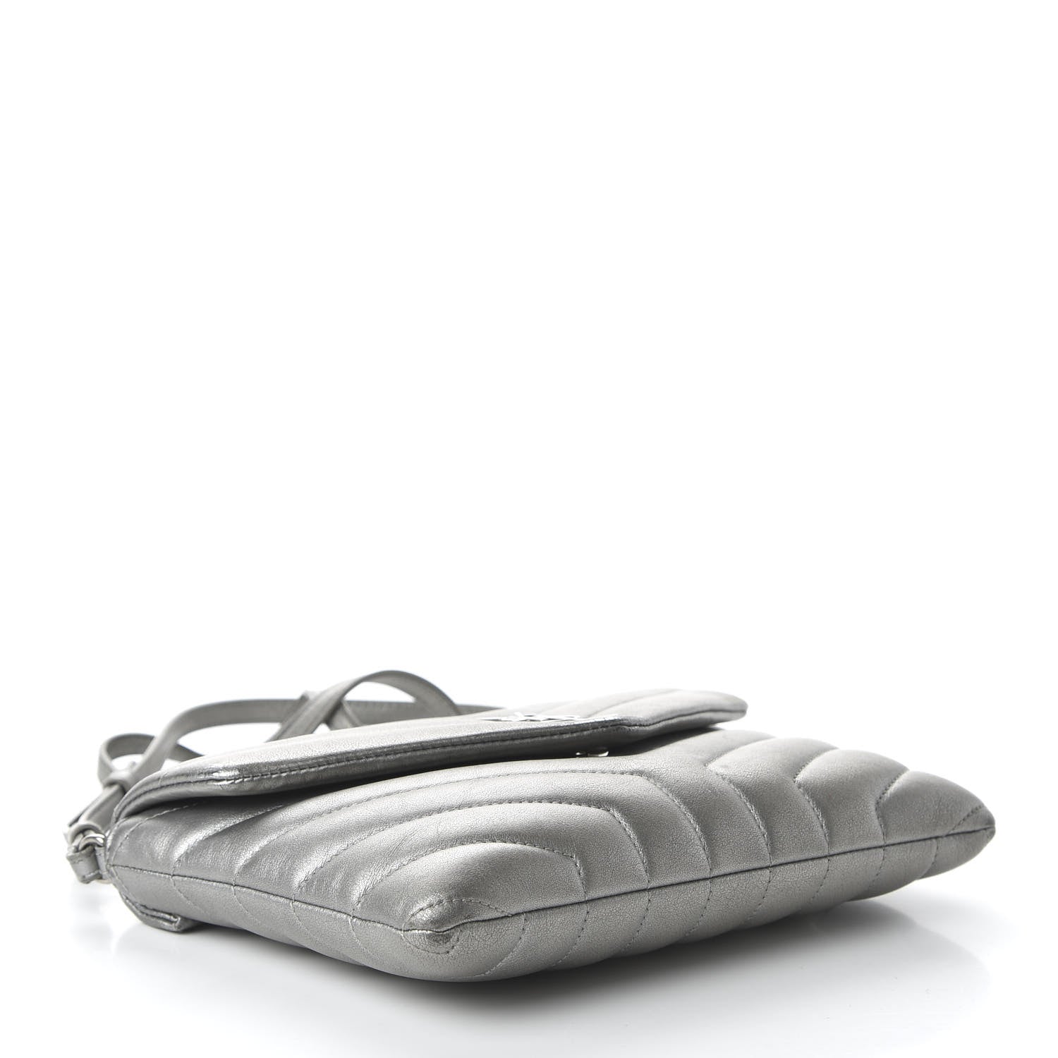 Saint Laurent Calfskin Y Quilted Monogram Loulou Flap Bag Argento 4 of 11