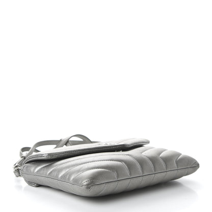 Saint Laurent Calfskin Y Quilted Monogram Loulou Flap Bag Argento 4 of 11