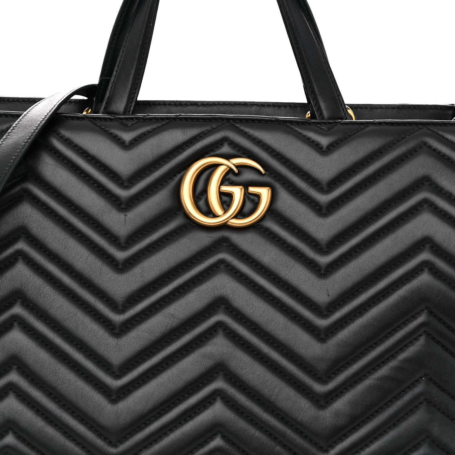 Gucci Calfskin Matelasse Medium GG Marmont Tote Black 8 of 11