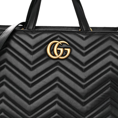 Gucci Calfskin Matelasse Medium GG Marmont Tote Black 8 of 11