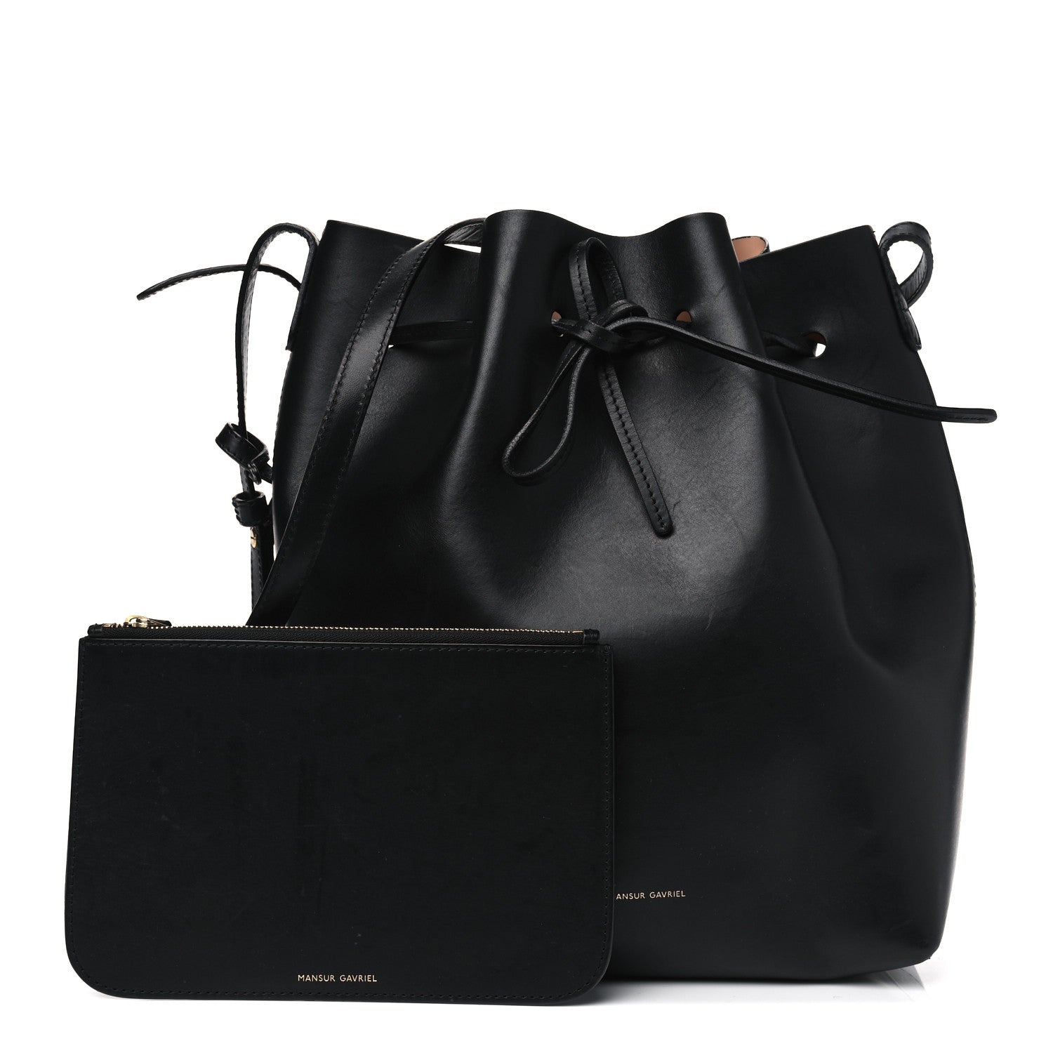 Mansur Gavriel Vegetable Tanned Calfskin Bucket Bag Black Ballerina 1 of 11