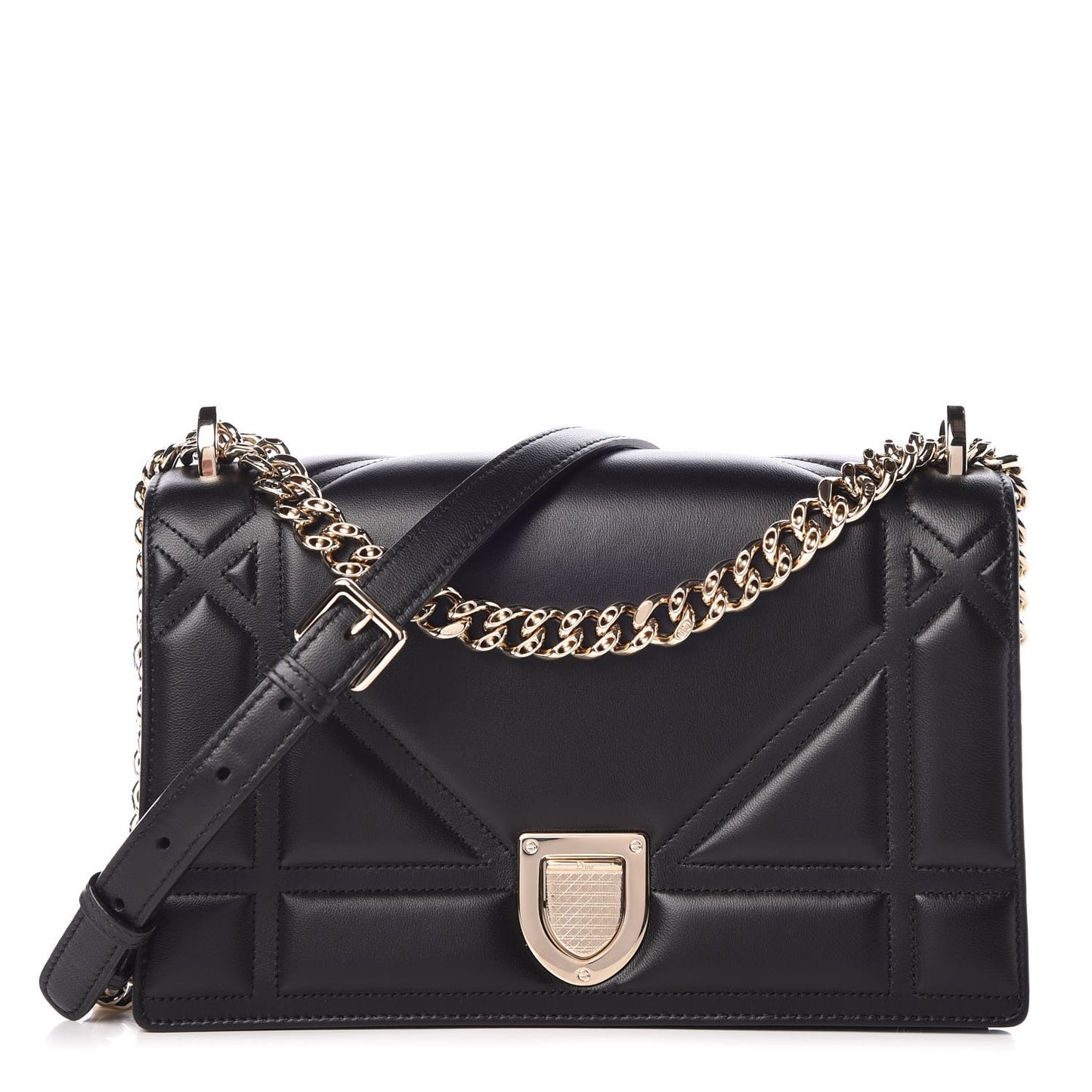 Lambskin Medium Diorama Flap Bag Black