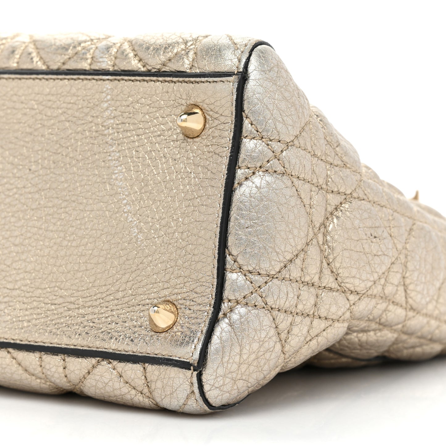 Metallic Grained Calfskin Cannage Medium Supple Lady Dior Gold