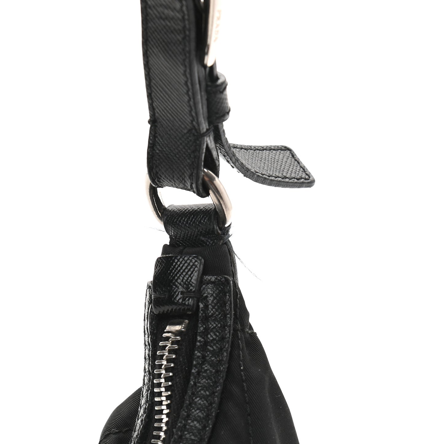 Tessuto Nylon Quilted Saffiano Shoulder Bag Black